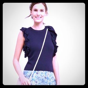 Anthropologie Ruffle Sweater by Knitted & Knotted